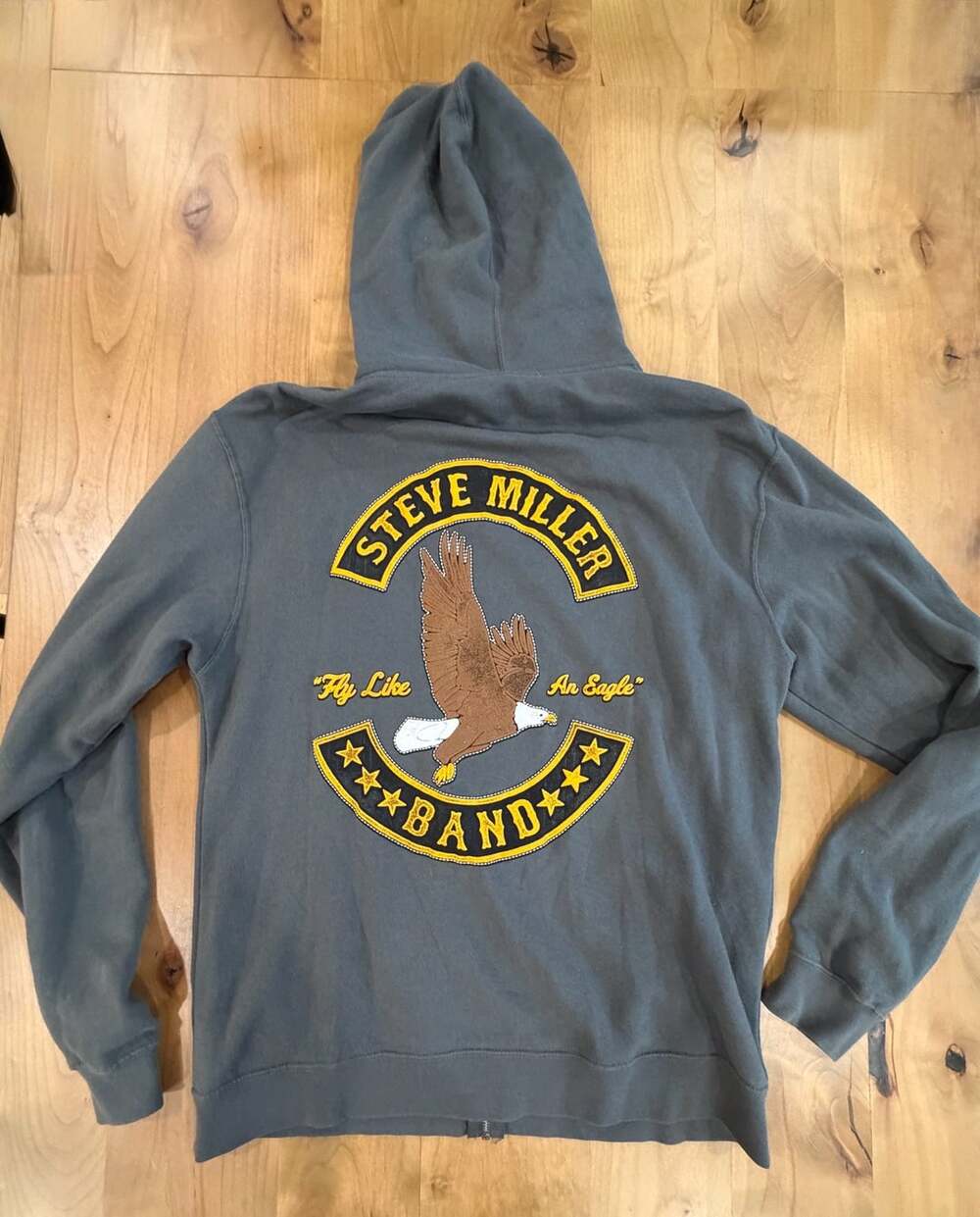 Steve Miller Band Fly Like An Eagle Zip-Up Hoodie Charcoal Grey XL